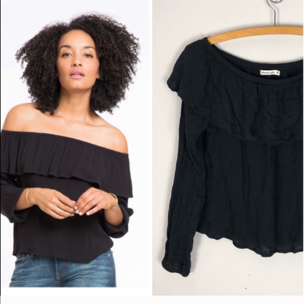 Marine Layer Hudson Black Off The Shoulder Top 455